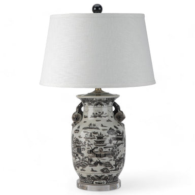 Danny's Fine Porcelain Lighting Danny's Fine Porcelain 17Lx17Wx30H Porcelain Lamp - Black And White Willow [Acrylic_Base/Sh:2-847-17] 14231-LA