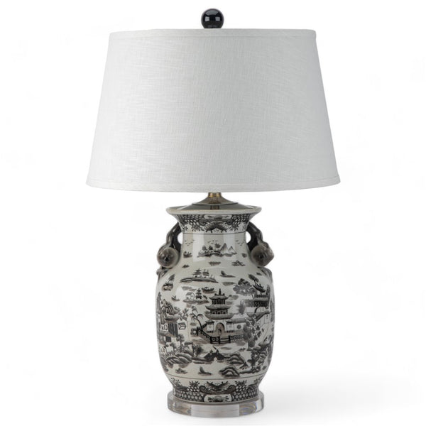 Danny's Fine Porcelain Lighting Danny's Fine Porcelain 17Lx17Wx30H Porcelain Lamp - Black And White Willow [Acrylic_Base/Sh:2-847-17] 14231-LA