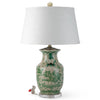 Danny's Fine Porcelain Lighting Danny's Fine Porcelain 17Lx17Wx30H Porcelain Lamp - Green And White [Acrylic_Base/Sh:2-847-17] 14241-LA