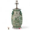 Danny's Fine Porcelain Lighting Danny's Fine Porcelain 17Lx17Wx30H Porcelain Lamp - Green And White [Acrylic_Base/Sh:2-847-17] 14241-LA