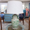 Danny's Fine Porcelain Lighting Danny's Fine Porcelain 17Lx17Wx30H Porcelain Lamp - Green And White [Acrylic_Base/Sh:2-847-17] 14241-LA