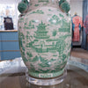 Danny's Fine Porcelain Lighting Danny's Fine Porcelain 17Lx17Wx30H Porcelain Lamp - Green And White [Acrylic_Base/Sh:2-847-17] 14241-LA