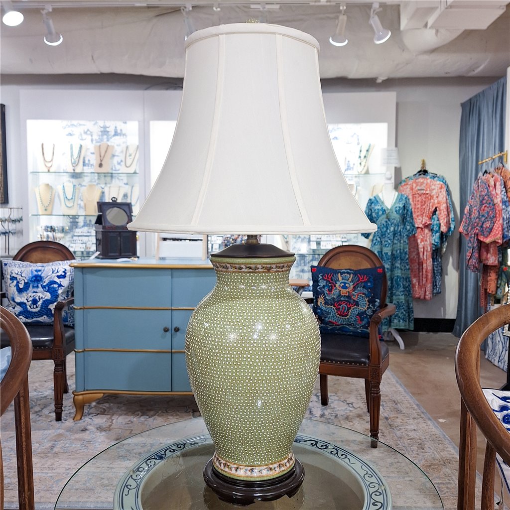 Danny's Fine Porcelain Lighting Danny's Fine Porcelain 17x17x32 Porcelain Round Vase Lamp - Dotty (108-17-Be) 14072-L