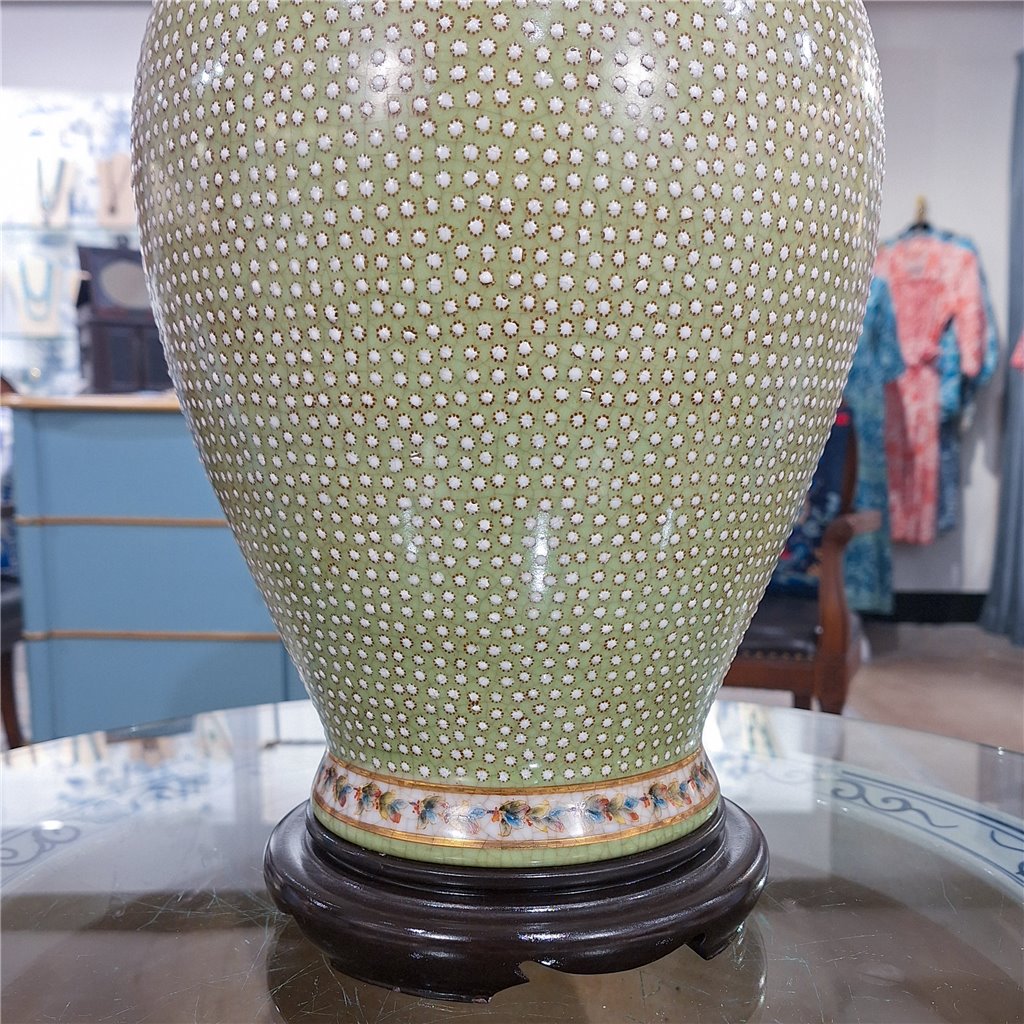 Danny's Fine Porcelain Lighting Danny's Fine Porcelain 17x17x32 Porcelain Round Vase Lamp - Dotty (108-17-Be) 14072-L