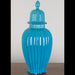 Danny's Fine Porcelain Home Decor Danny's Fine Porcelain 19h X 9d Deep Sea Turquoise Hex Stripped Jar (tall)