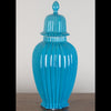 Danny's Fine Porcelain Home Decor Danny's Fine Porcelain 19h X 9d Deep Sea Turquoise Hex Stripped Jar (tall)