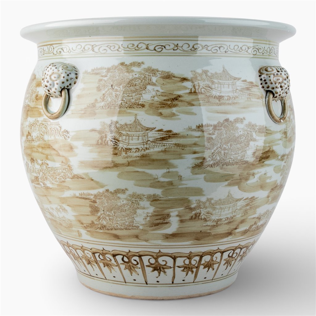 Danny's Fine Porcelain Home Decor Danny's Fine Porcelain 20 Inch Fishbowl -Brown Scenic