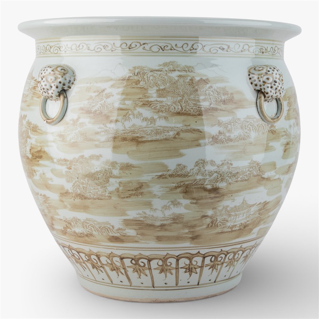 Danny's Fine Porcelain Home Decor Danny's Fine Porcelain 20 Inch Fishbowl -Brown Scenic