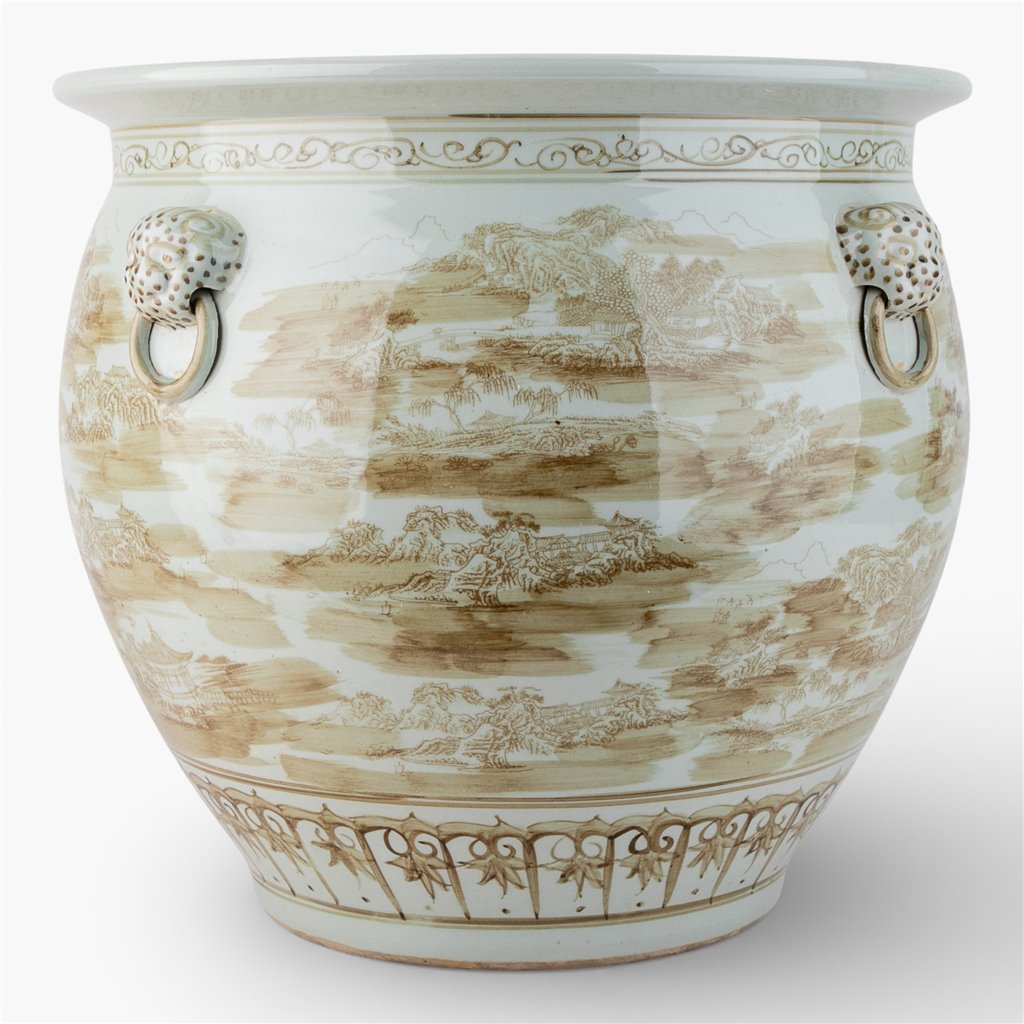 Danny's Fine Porcelain Home Decor Danny's Fine Porcelain 20 Inch Fishbowl -Brown Scenic