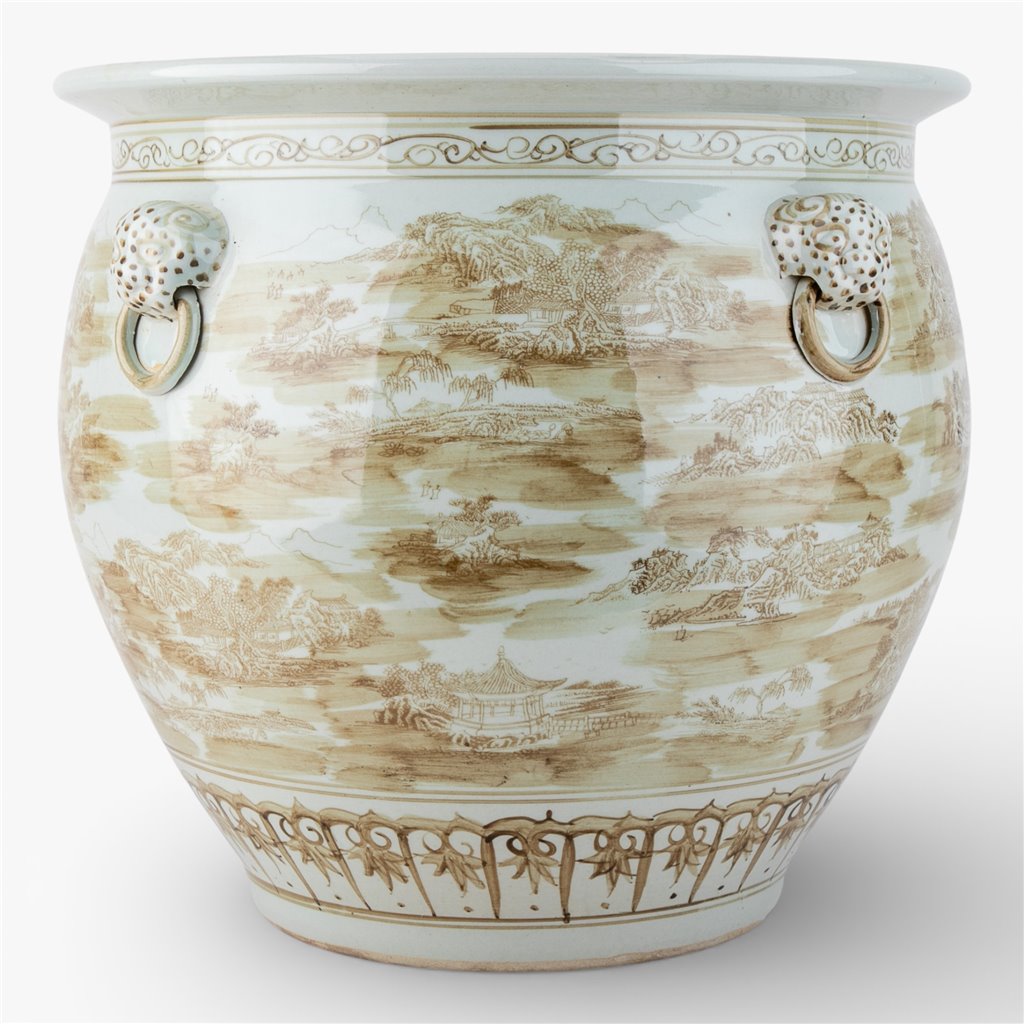 Danny's Fine Porcelain Home Decor Danny's Fine Porcelain 20 Inch Fishbowl -Brown Scenic