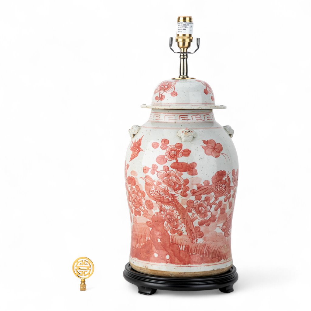 Danny's Fine Porcelain Home Decor Danny's Fine Porcelain 34h X 19w Red Bird Warrior Lamp-(Classic) - (230-19-Be) Dimension:19x19x34