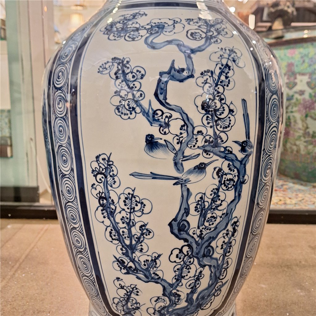 Danny's Fine Porcelain Home Decor Danny's Fine Porcelain 36h Lantern Vase- Blue and White Four Season. Display It Alone Or with