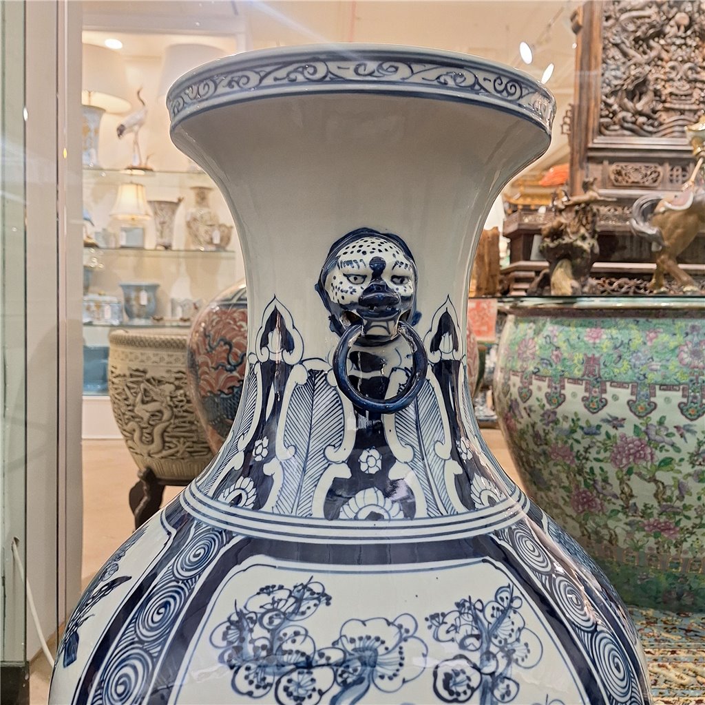Danny's Fine Porcelain Home Decor Danny's Fine Porcelain 36h Lantern Vase- Blue and White Four Season. Display It Alone Or with