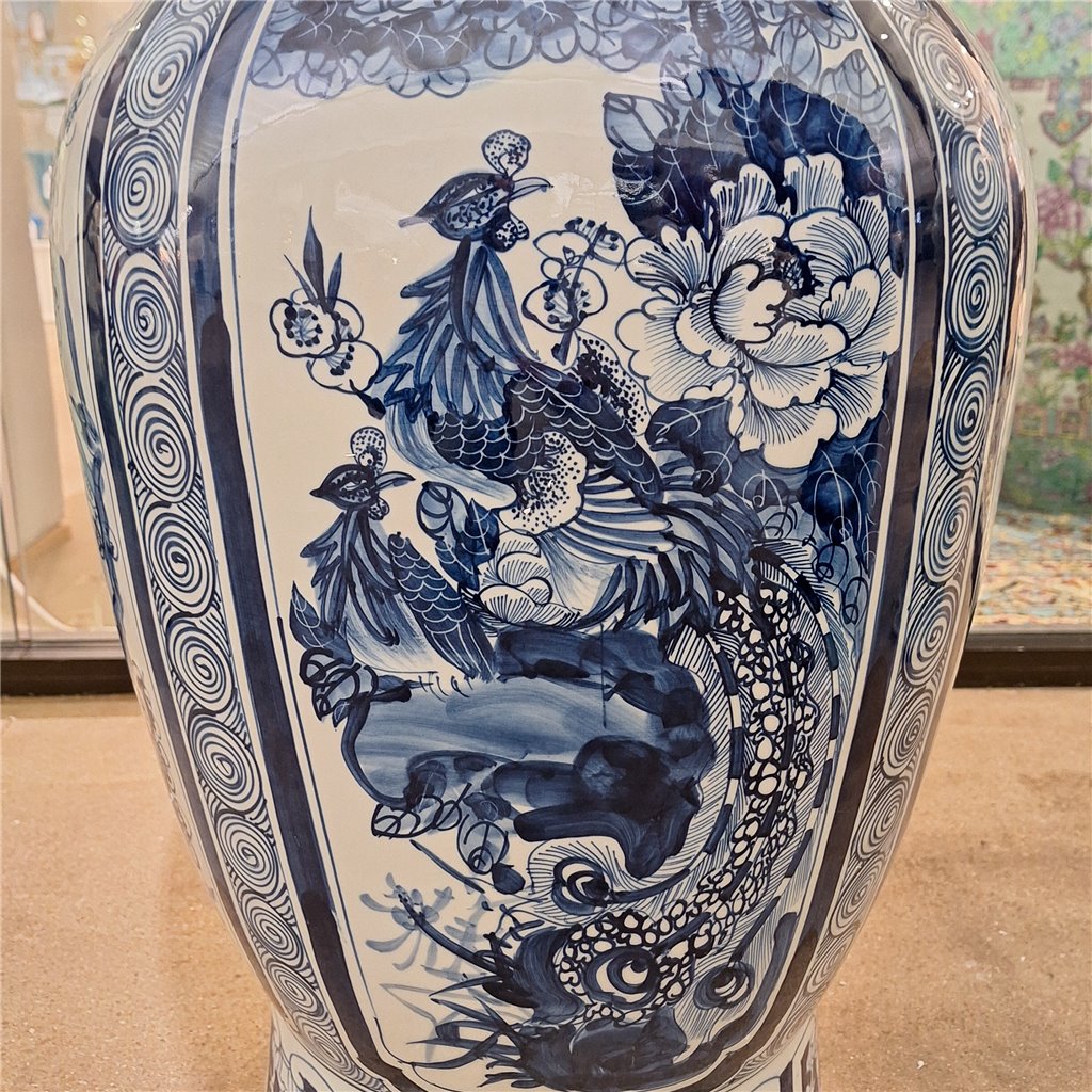 Danny's Fine Porcelain Home Decor Danny's Fine Porcelain 36h Lantern Vase- Blue and White Four Season. Display It Alone Or with