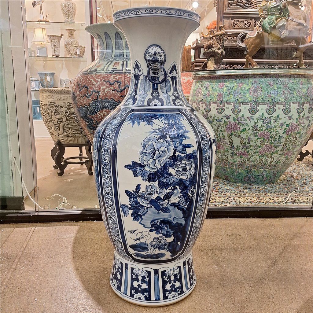 Danny's Fine Porcelain Home Decor Danny's Fine Porcelain 36h Lantern Vase- Blue and White Four Season. Display It Alone Or with