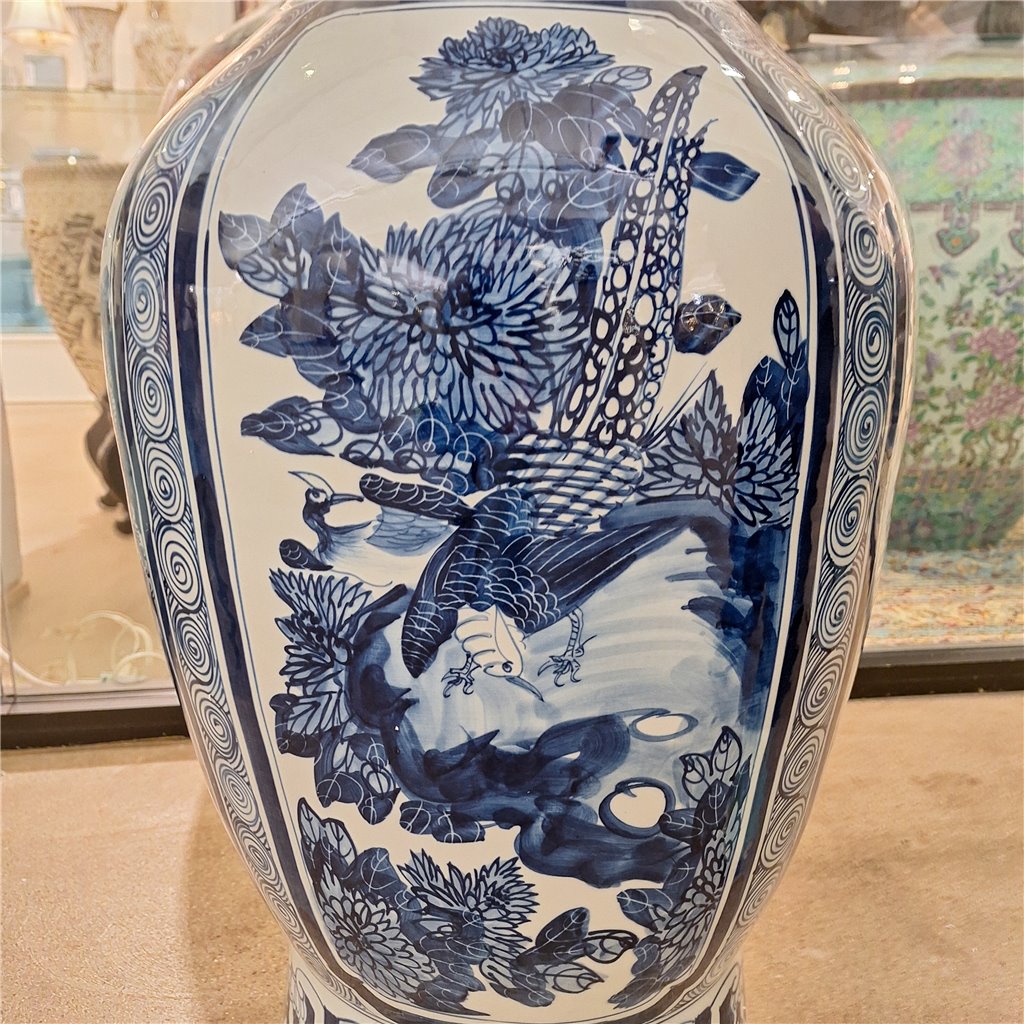 Danny's Fine Porcelain Home Decor Danny's Fine Porcelain 36h Lantern Vase- Blue and White Four Season. Display It Alone Or with