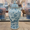 Danny's Fine Porcelain Home Decor Danny's Fine Porcelain 40h Lidded Warrior Jar-Green Scenic