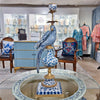 Danny's Fine Porcelain Home Decor Danny's Fine Porcelain 6L X 6W X 19H PORCELAIN PARROT CANDLE HOLDER WITH BRONZE ORMOLU- BLUE AND WHITE (LEFT) 14049