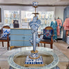 Danny's Fine Porcelain Home Decor Danny's Fine Porcelain 6L X 6W X 19H PORCELAIN PARROT CANDLE HOLDER WITH BRONZE ORMOLU- BLUE AND WHITE (LEFT) 14049