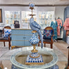 Danny's Fine Porcelain Home Decor Danny's Fine Porcelain 6L X 6W X 19H PORCELAIN PARROT CANDLE HOLDER WITH BRONZE ORMOLU- BLUE AND WHITE (LEFT) 14049