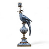 Danny's Fine Porcelain Home Decor Danny's Fine Porcelain 6L X 6W X 19H PORCELAIN PARROT CANDLE HOLDER WITH BRONZE ORMOLU- BLUE AND WHITE (LEFT) 14049