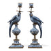 Danny's Fine Porcelain Home Decor Danny's Fine Porcelain 6L X 6W X 19H PORCELAIN PARROT CANDLE HOLDER WITH BRONZE ORMOLU- BLUE AND WHITE (LEFT) 14049