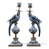 Danny's Fine Porcelain Home Decor Danny's Fine Porcelain 6L X 6W X 19H PORCELAIN PARROT CANDLE HOLDER WITH BRONZE ORMOLU- BLUE AND WHITE (LEFT) 14049