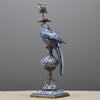 Danny's Fine Porcelain Home Decor Danny's Fine Porcelain 6L X 6W X 19H PORCELAIN PARROT CANDLE HOLDER WITH BRONZE ORMOLU- BLUE AND WHITE (LEFT) 14049