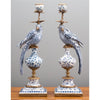 Danny's Fine Porcelain Home Decor Danny's Fine Porcelain 6L X 6W X 19H PORCELAIN PARROT CANDLE HOLDER WITH BRONZE ORMOLU- BLUE AND WHITE (LEFT) 14049