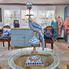 Danny's Fine Porcelain Home Decor Danny's Fine Porcelain 6L X 6W X 19H PORCELAIN PARROT CANDLE HOLDER WITH BRONZE ORMOLU- BLUE AND WHITE (RIGHT) 14050