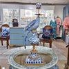 Danny's Fine Porcelain Home Decor Danny's Fine Porcelain 6L X 6W X 19H PORCELAIN PARROT CANDLE HOLDER WITH BRONZE ORMOLU- BLUE AND WHITE (RIGHT) 14050