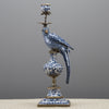 Danny's Fine Porcelain Home Decor Danny's Fine Porcelain 6L X 6W X 19H PORCELAIN PARROT CANDLE HOLDER WITH BRONZE ORMOLU- BLUE AND WHITE (RIGHT) 14050