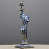 Danny's Fine Porcelain Home Decor Danny's Fine Porcelain 6L X 6W X 19H PORCELAIN PARROT CANDLE HOLDER WITH BRONZE ORMOLU- BLUE AND WHITE (RIGHT) 14050