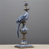 Danny's Fine Porcelain Home Decor Danny's Fine Porcelain 6L X 6W X 19H PORCELAIN PARROT CANDLE HOLDER WITH BRONZE ORMOLU- BLUE AND WHITE (RIGHT) 14050