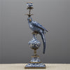 Danny's Fine Porcelain Home Decor Danny's Fine Porcelain 6L X 6W X 19H PORCELAIN PARROT CANDLE HOLDER WITH BRONZE ORMOLU- BLUE AND WHITE (RIGHT) 14050