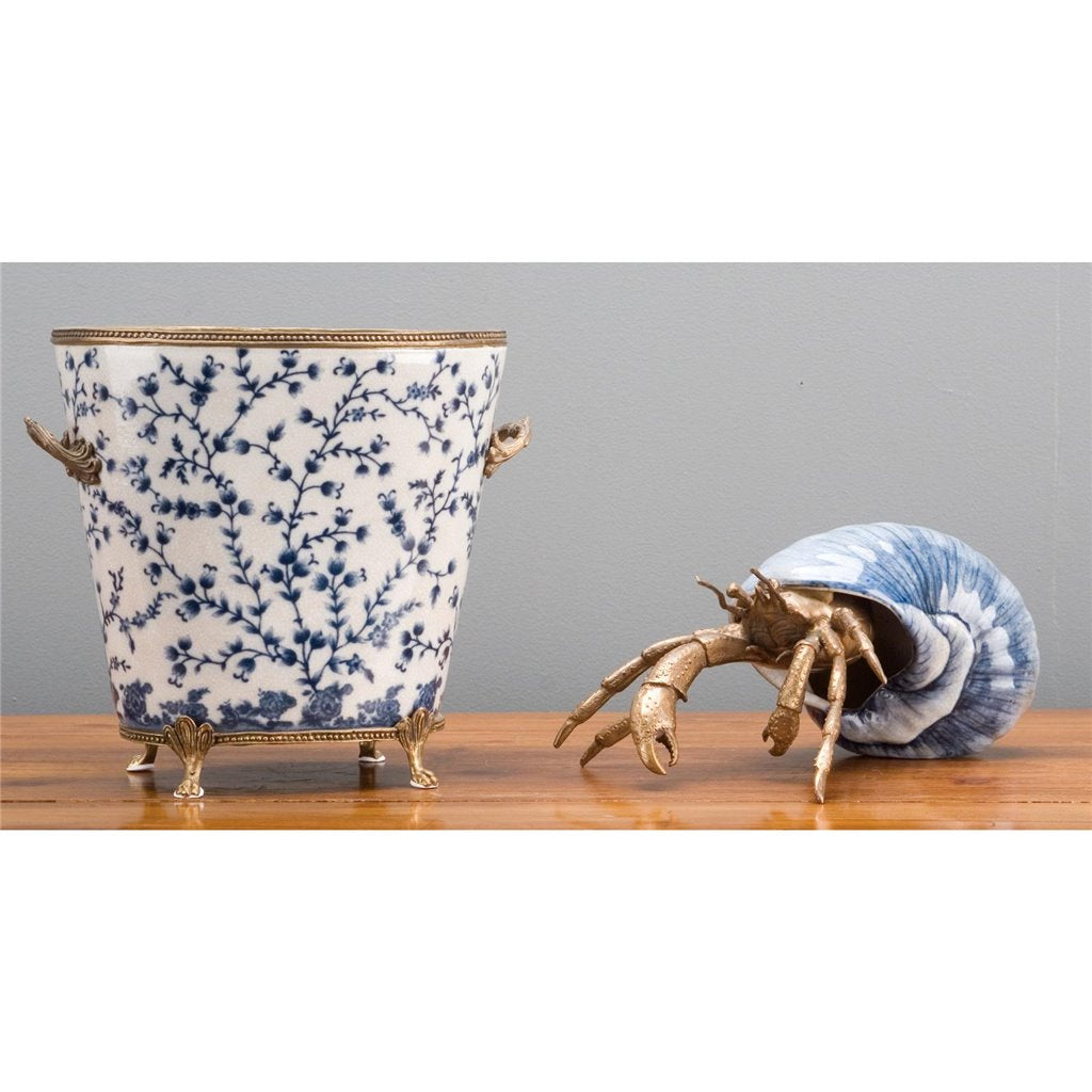 Danny's Fine Porcelain Home Decor Danny's Fine Porcelain 9L X 7W X 5H PORCELAIN / BRONZE CRAB IN SHELL- BLUE 14045