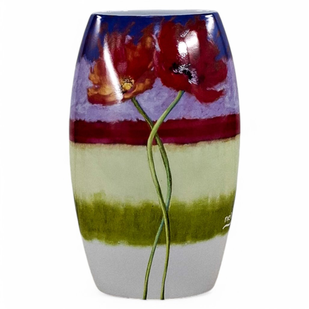 Danny's Fine Porcelain Home Decor Danny's Fine Porcelain Abstract Poppy Vasecontemporary Vase Featuring A Bold Red Flower - CLOSEOUT SAMPLE SALE
