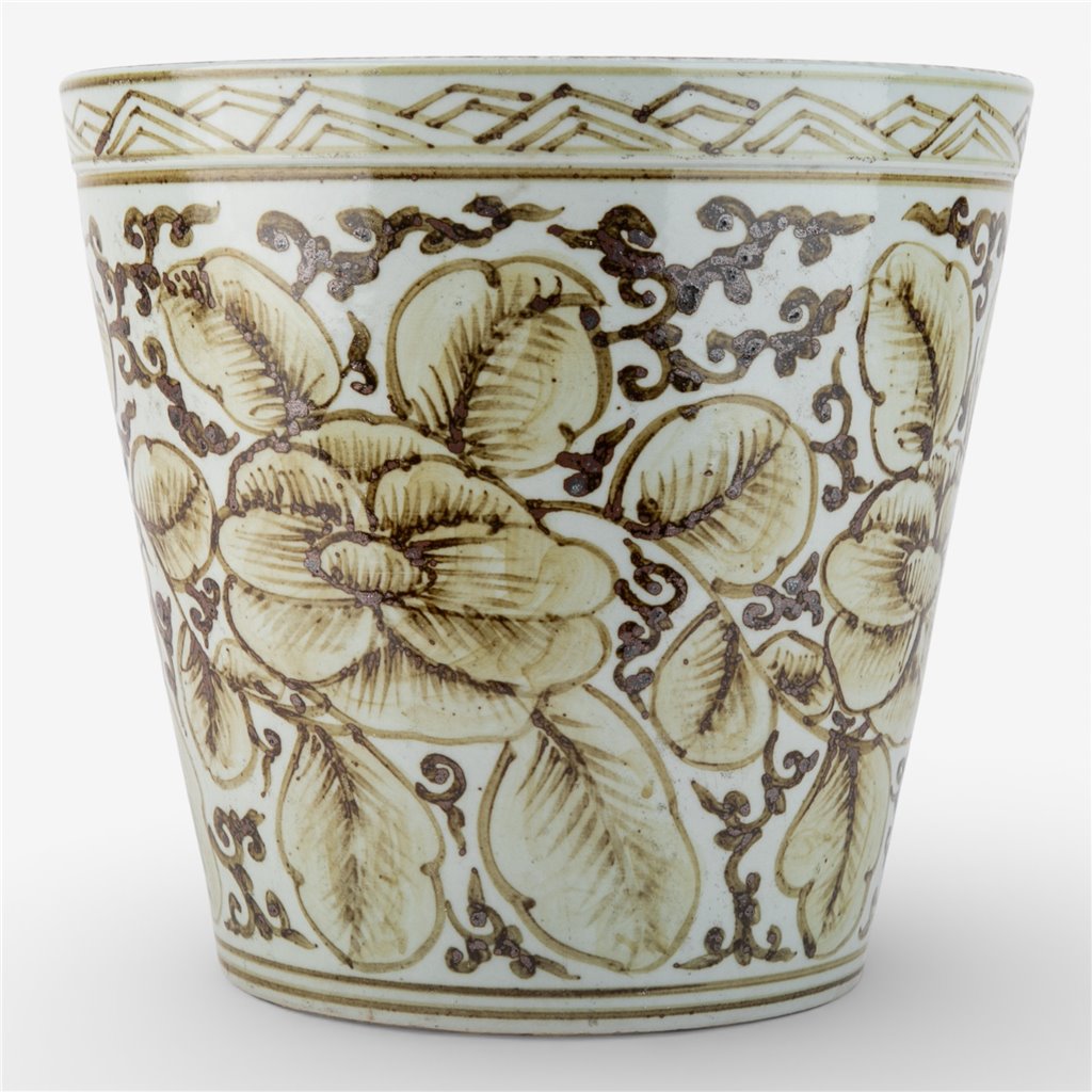 Danny's Fine Porcelain Home Decor Danny's Fine Porcelain Antique Finish Pot-Brown Rust Flower