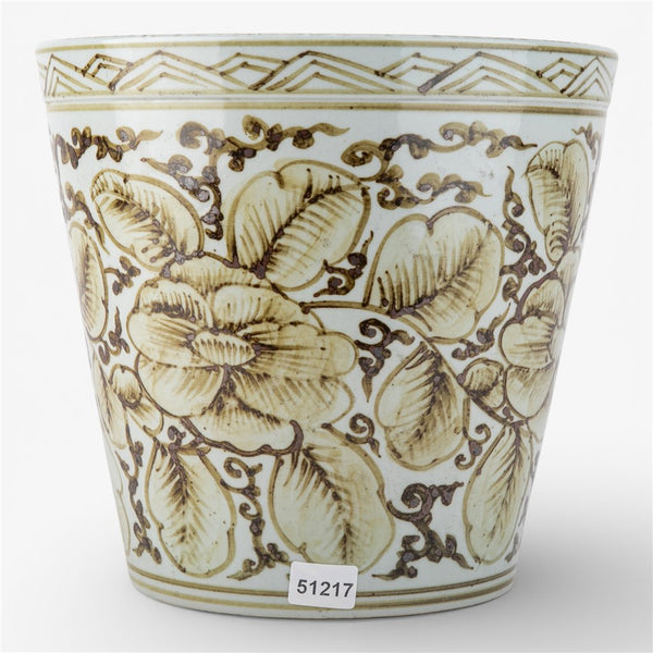 Danny's Fine Porcelain Home Decor Danny's Fine Porcelain Antique Finish Pot-Brown Rust Flower