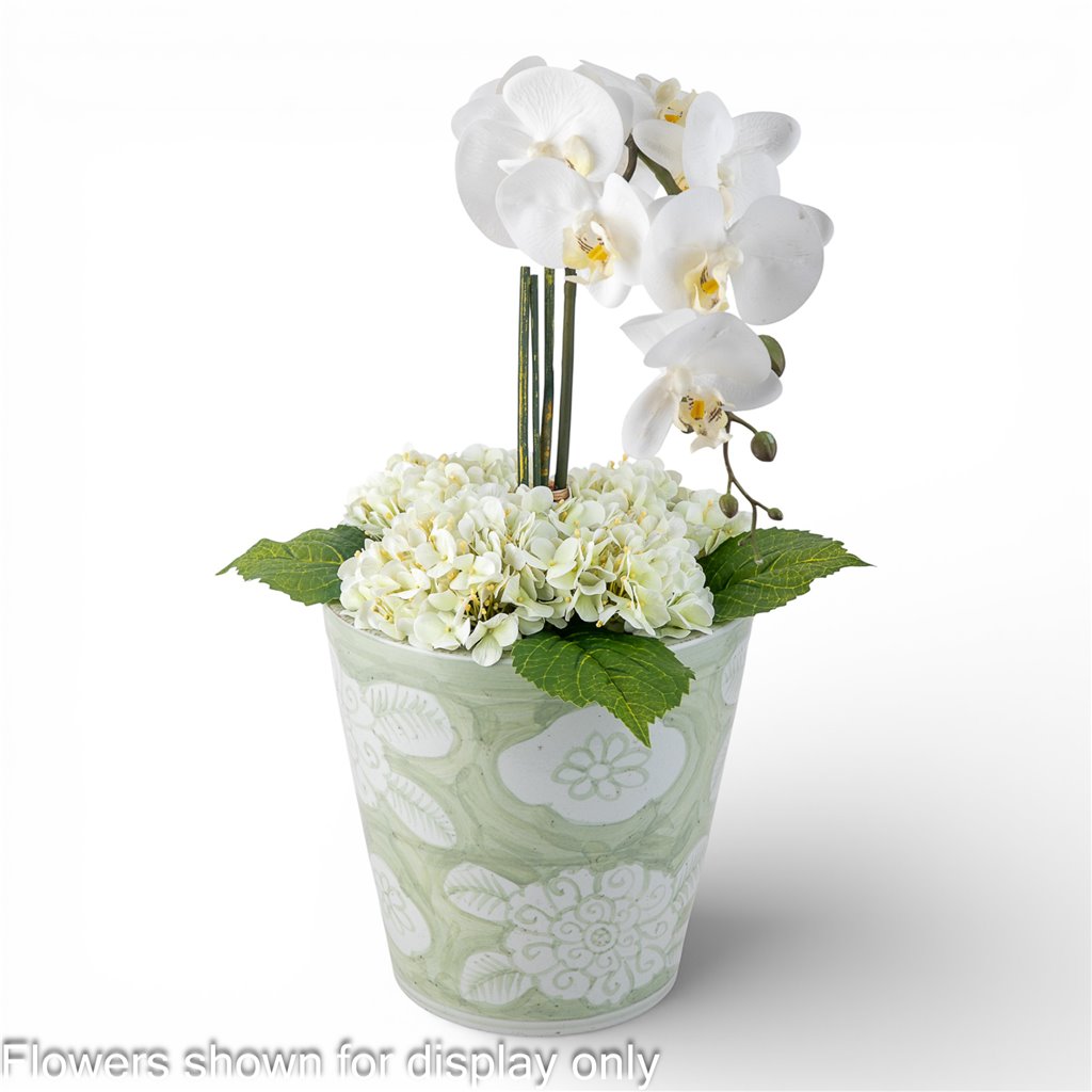 Danny's Fine Porcelain Home Decor Danny's Fine Porcelain Antique Finish Pot-Green Big Flower