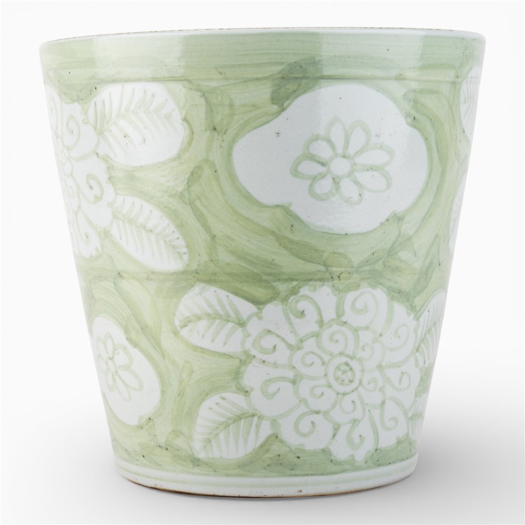 Danny's Fine Porcelain Home Decor Danny's Fine Porcelain Antique Finish Pot-Green Big Flower