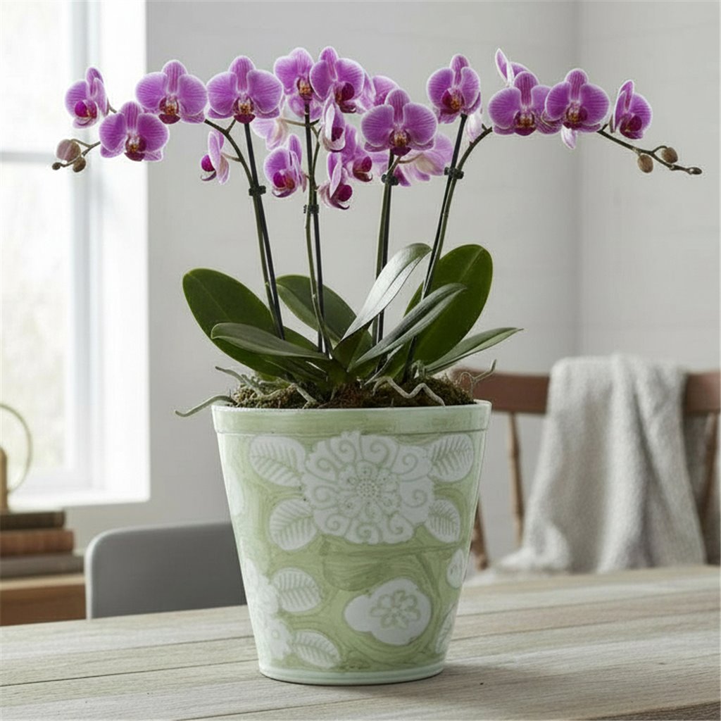 Danny's Fine Porcelain Home Decor Danny's Fine Porcelain Antique Finish Pot-Green Big Flower