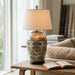 Danny's Fine Porcelain Home Decor Danny's Fine Porcelain Antique Finish Vase Lamp-Brown Rust Flower[2-830-19]