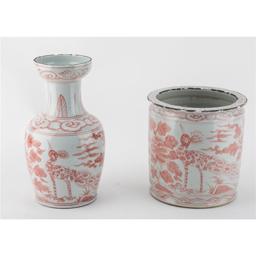Danny's Fine Porcelain Home Decor Danny's Fine Porcelain Antique Finish Vase-Red Bird. Display It Alone Or with Flowers For
