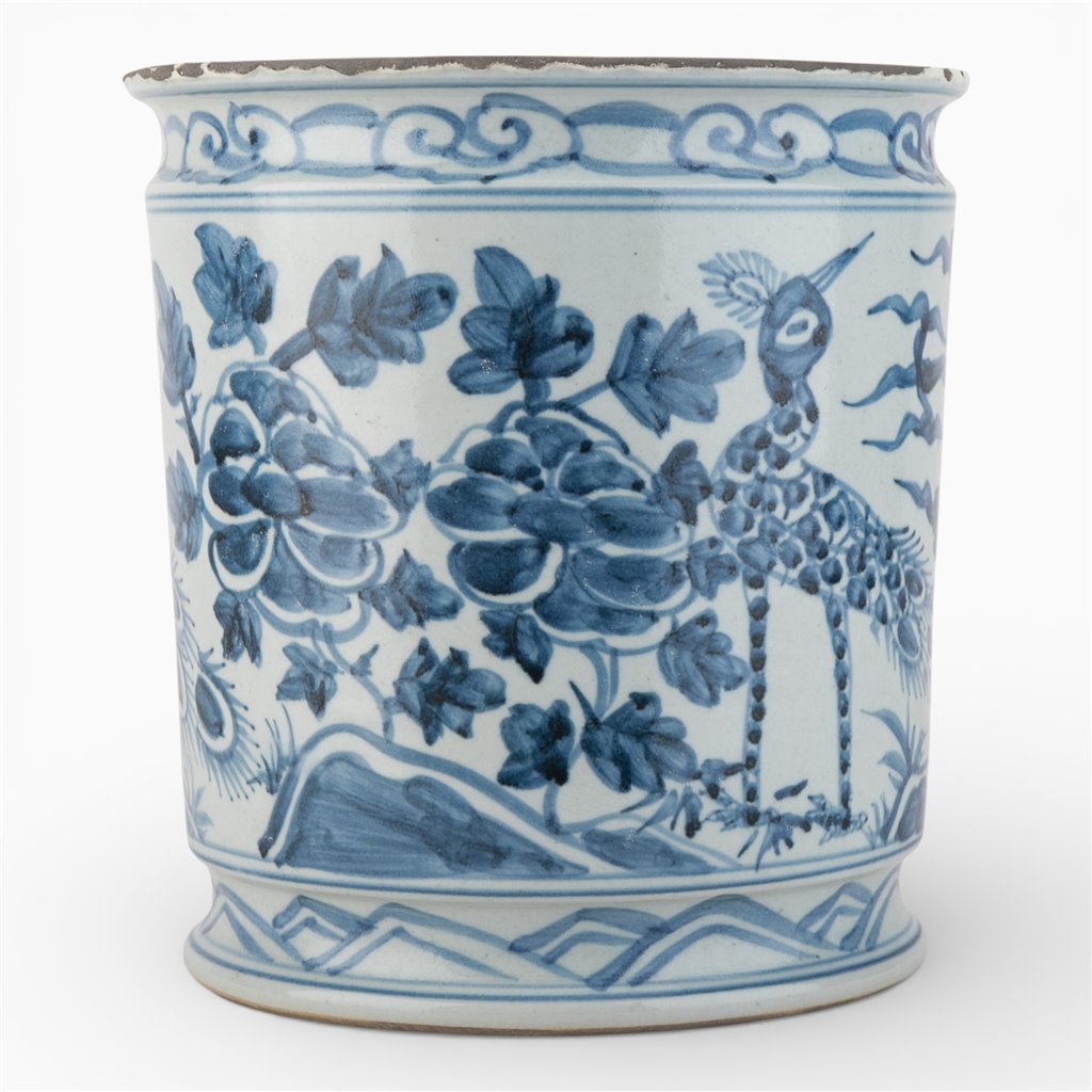 Danny's Fine Porcelain Home Decor Danny's Fine Porcelain Antiqued Finish Pot-Blue Peony