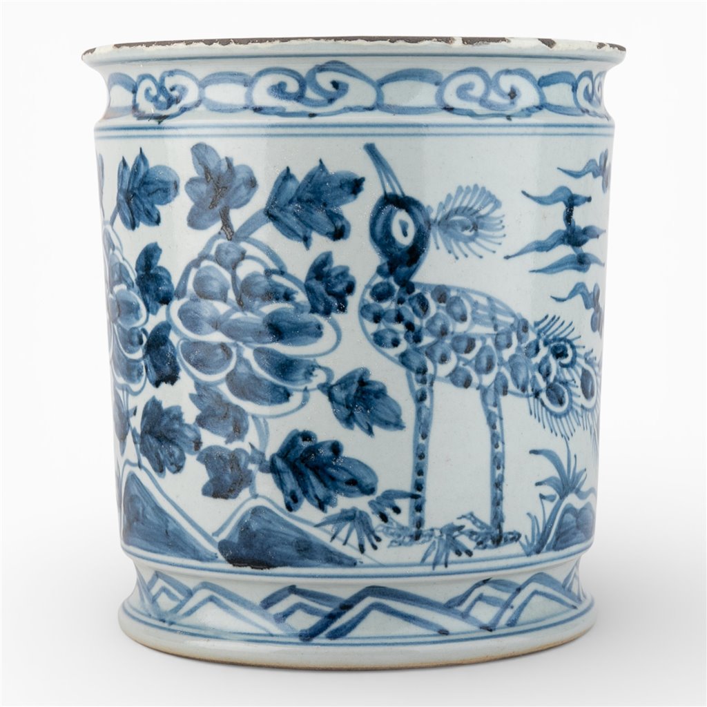 Danny's Fine Porcelain Home Decor Danny's Fine Porcelain Antiqued Finish Pot-Blue Peony