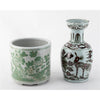 Danny's Fine Porcelain Home Decor Danny's Fine Porcelain Antiqued Finish Pot-Green Flower Bird