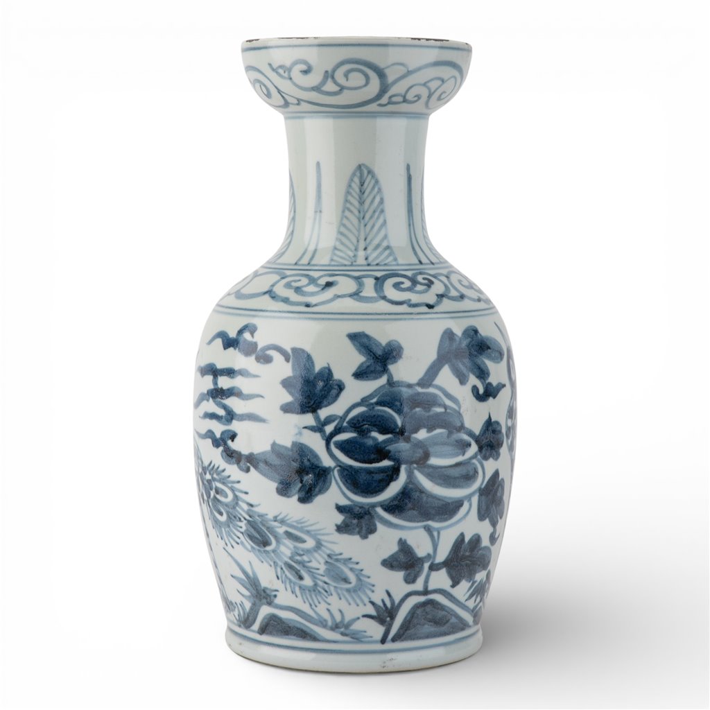 Danny's Fine Porcelain Home Decor Danny's Fine Porcelain Antiqued Finish Vase-Blue Bird. Display It Alone Or with Flowers For