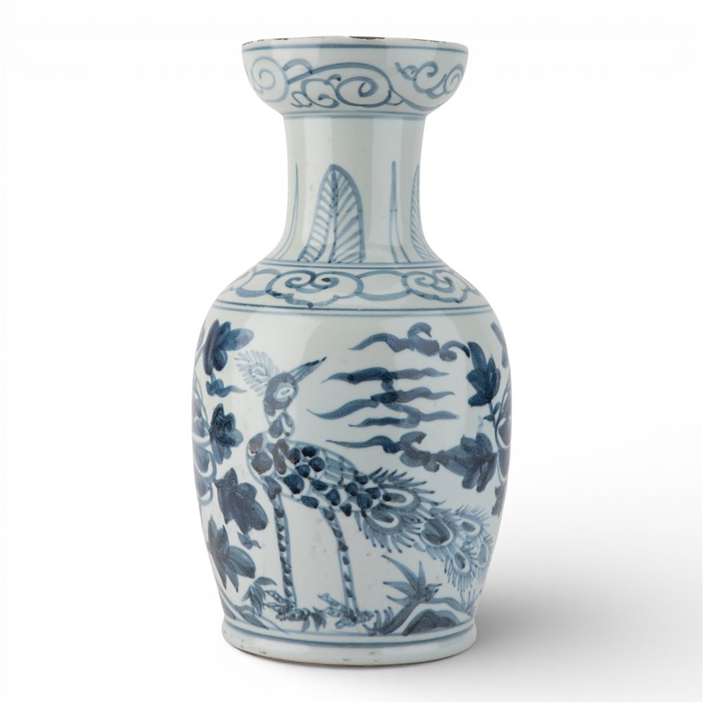 Danny's Fine Porcelain Home Decor Danny's Fine Porcelain Antiqued Finish Vase-Blue Bird. Display It Alone Or with Flowers For