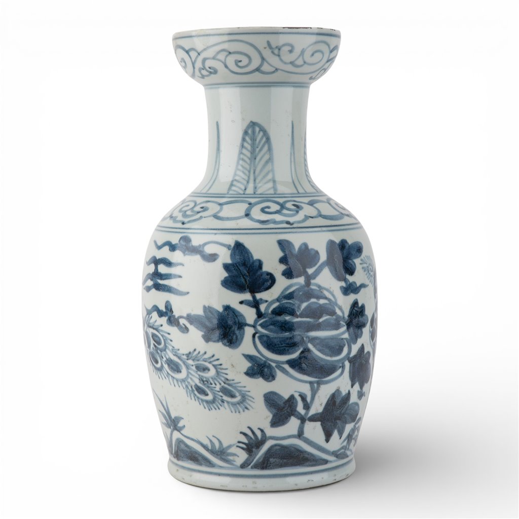 Danny's Fine Porcelain Home Decor Danny's Fine Porcelain Antiqued Finish Vase-Blue Bird. Display It Alone Or with Flowers For